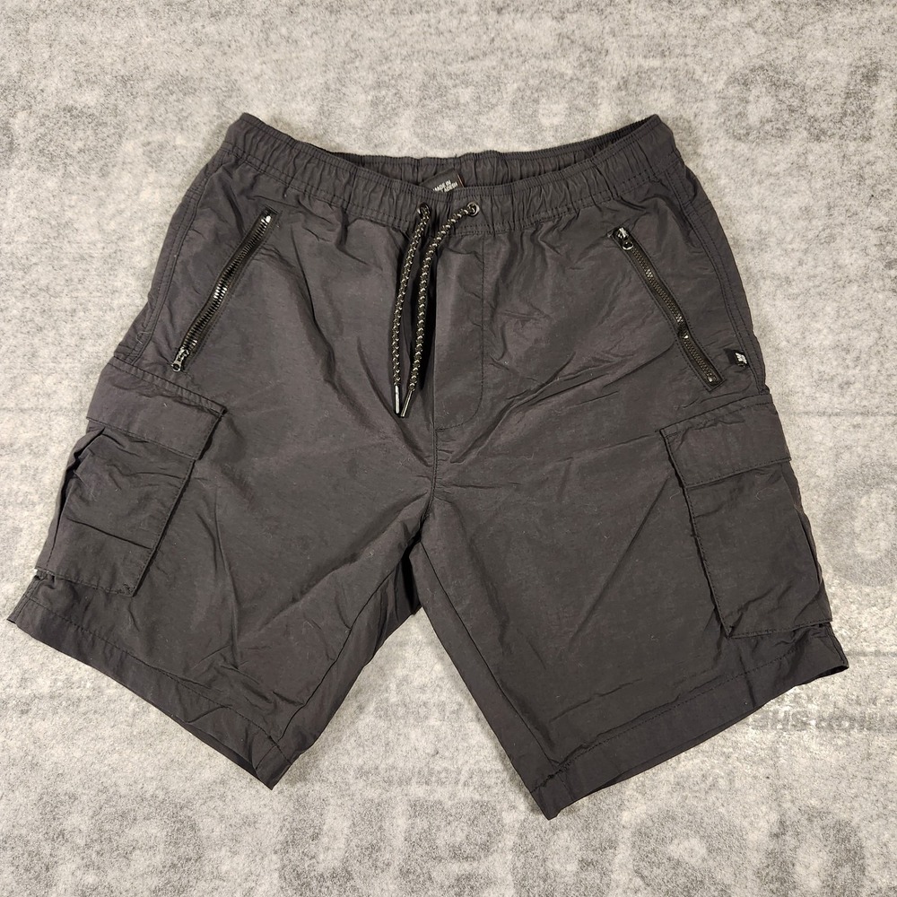 West 49‎ Swim shorts Mens Size Medium Black Draw string Zipper Pocket Inner Mesh